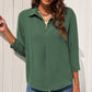 Textured Johnny Collar Three-Quarter Sleeve Blouse