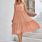 Tie Neck Frill Trim Sleeveless Dress
