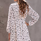 Printed Decorative Button Plunge Dress