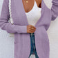 Ribbed Trim Longline Cardigan with Pockets
