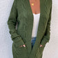 Cable-Knit Open Front Cardigan with Pockets