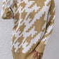 Houndstooth Long Sleeve Turtleneck Sweater