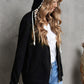 Zip Up Thumbhole Sleeve Hooded Jacket with Pockets