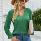 V-Neck Flounce Sleeve Lace Top