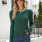 Puff Sleeve Rib-Knit Sweater