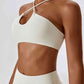 Cropped Halter Neck Sports Bra