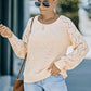 Openwork Round Neck Raglan Sleeve Sweater