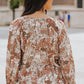 Printed Tie-Neck Long Flounce Sleeve Blouse