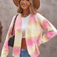 Tie-Dye Cable-Knit Raglan Sleeve Open Front Cardigan