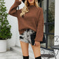Rib-Knit Dropped Shoulder Mock Neck Sweater