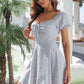Ditsy Floral Tie Front Flounce Sleeve Dress