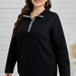 Plus Size Quilted Quarter-Snap Sweatshirt