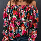 Floral Off-Shoulder Flounce Sleeve Layered Blouse