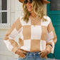 Checkered Dropped Shoulder Knit Pullover