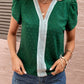 Swiss Dot Contrast Petal Sleeve Blouse