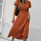Smocked Waist Surplice Midi Dress