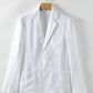 Buttoned Johnny Collar Long Sleeve Linen Blazer with Pockets
