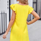 Ruffled V-Neck Flutter Sleeve Dress