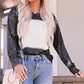 Mixed Print Round Neck Long Sleeve Top