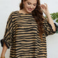 Plus Size Striped Three-Quarter Sleeve Boat Neck Top