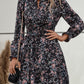 Floral Tie Neck Smocked Waist Dress