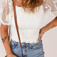 Smocked Spliced Lace Frill Trim Top