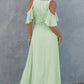 Cold Shoulder Flutter Sleeve Surplice Maxi Dress