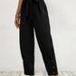 Buttoned Tie-Waist Cropped Pants