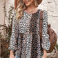 Animal Print Patchwork Balloon Sleeve Blouse