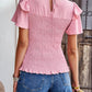 Smocked Tie Back Flutter Sleeve Blouse