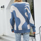 Two-Tone Ribbed Trim Henley Sweater