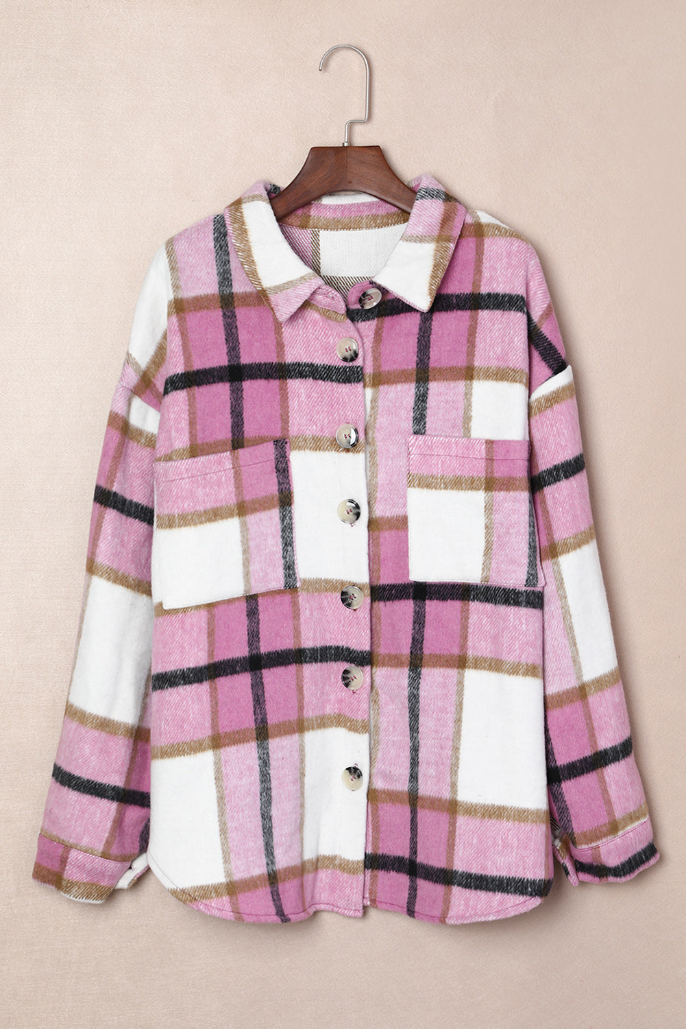 Plaid Brushed Button-Up Shacket