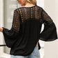Flare Sleeve Spliced Lace V-Neck Shirt