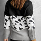 Patterned Color Block Turtleneck Sweater