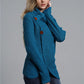 Button Detail Tulip Hem Waffle Knit Sweater