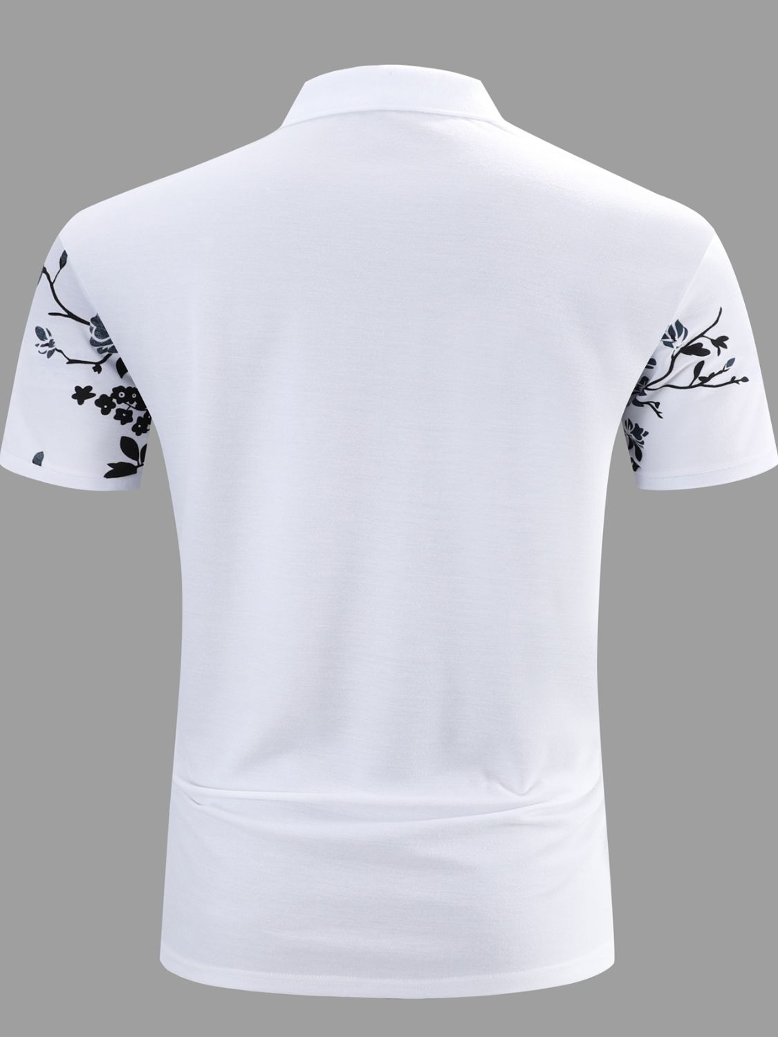 Floral Zip Short Sleeve Polo Shirt