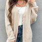 Button Front Drop Shoulder Waffle Cardigan