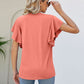 Notched Neck Flutter Sleeve Tee