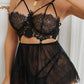 Strappy Backless Lace Babydoll with Thong