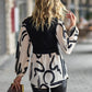 Two-Tone Long Puff Sleeve Blouse
