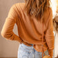 Half Button Waffle Knit Long Sleeve Top