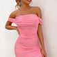 Off-Shoulder Backless Ruched Mini Dress