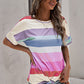 Rainbow Stripe Tie-Front Tee Shirt