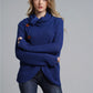 Button Detail Tulip Hem Waffle Knit Sweater