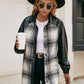 Plaid Button Down Raglan Sleeve Jacket