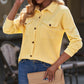 Waffle Knit Button Front Shirt with Breast Pockets