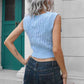 Cable-Knit Deep V Cropped Knit Vest