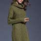 Full Size Mixed Knit Cowl Neck Dropped Shoulder Sweater Dress