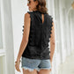 Lace Scalloped Keyhole V-Neck Tank