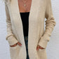 Ribbed Trim Longline Cardigan with Pockets